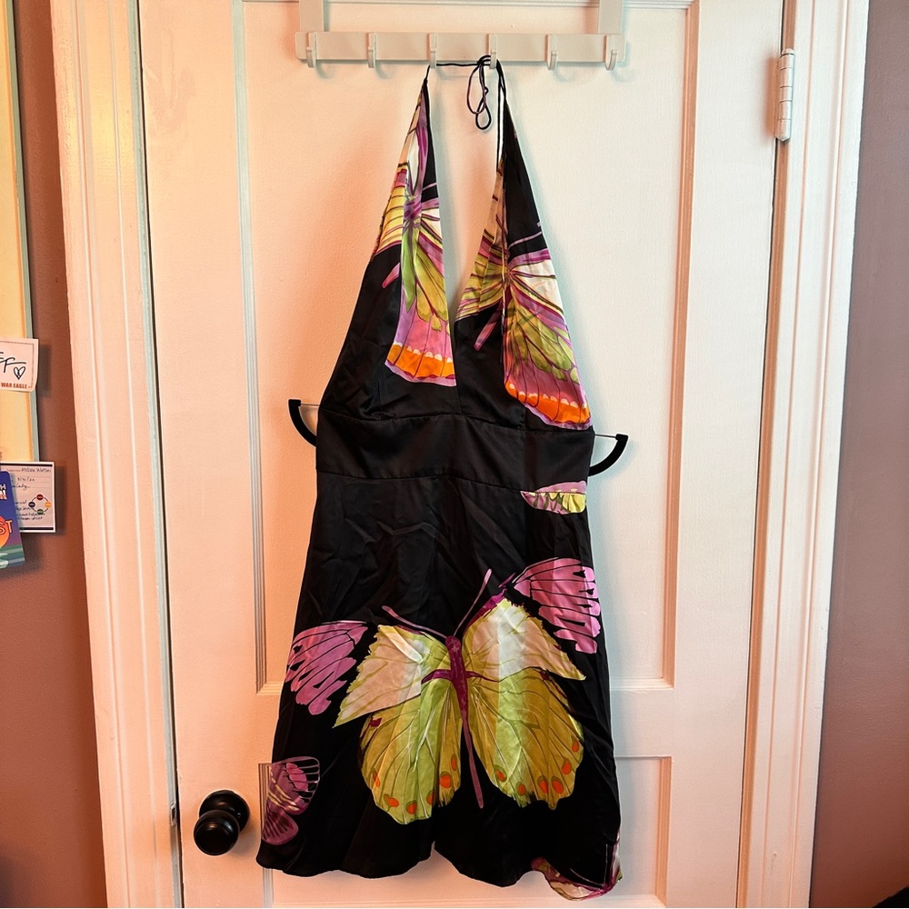 Wei Chun Vintage Silk Halter Butterfly Dress